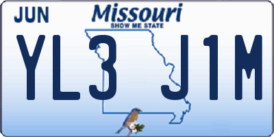 MO license plate YL3J1M