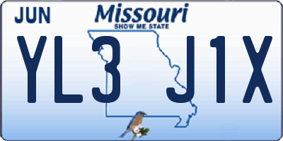 MO license plate YL3J1X