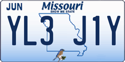 MO license plate YL3J1Y