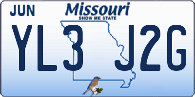 MO license plate YL3J2G
