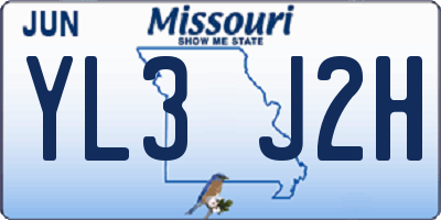 MO license plate YL3J2H