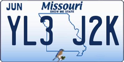 MO license plate YL3J2K