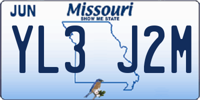 MO license plate YL3J2M