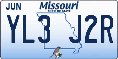 MO license plate YL3J2R