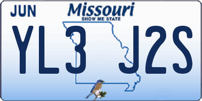 MO license plate YL3J2S