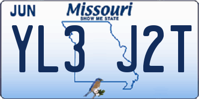 MO license plate YL3J2T