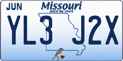 MO license plate YL3J2X