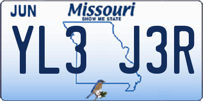 MO license plate YL3J3R
