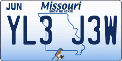 MO license plate YL3J3W