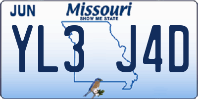 MO license plate YL3J4D