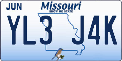 MO license plate YL3J4K