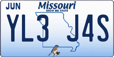 MO license plate YL3J4S