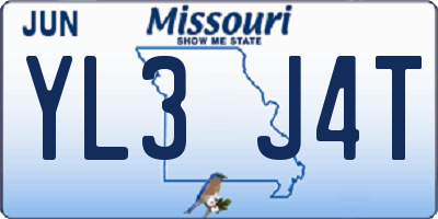 MO license plate YL3J4T
