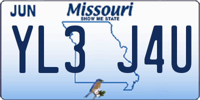 MO license plate YL3J4U