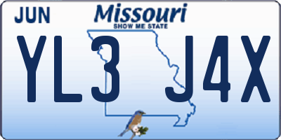 MO license plate YL3J4X