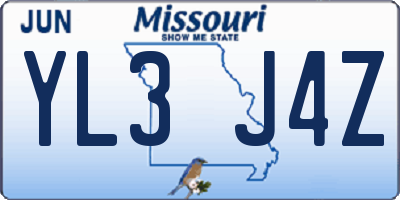 MO license plate YL3J4Z