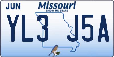 MO license plate YL3J5A