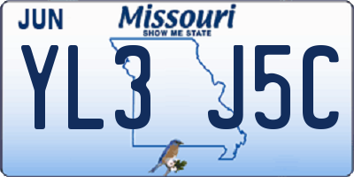 MO license plate YL3J5C