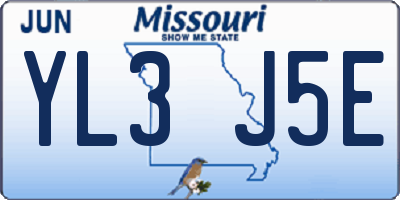MO license plate YL3J5E