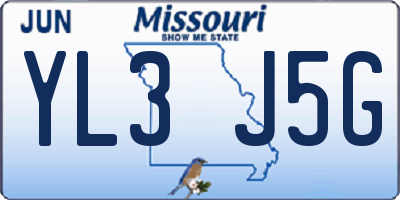 MO license plate YL3J5G