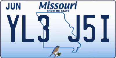 MO license plate YL3J5I
