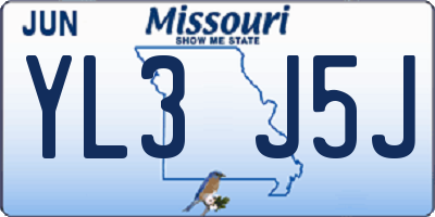 MO license plate YL3J5J