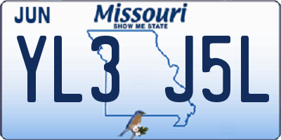 MO license plate YL3J5L