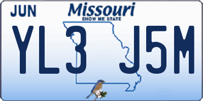 MO license plate YL3J5M