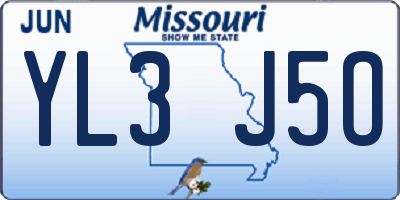 MO license plate YL3J5O