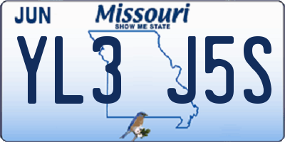 MO license plate YL3J5S