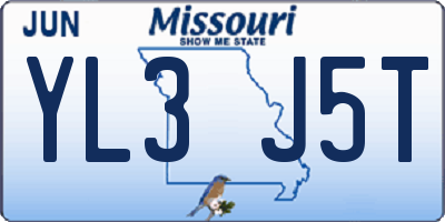MO license plate YL3J5T