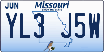 MO license plate YL3J5W