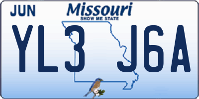 MO license plate YL3J6A
