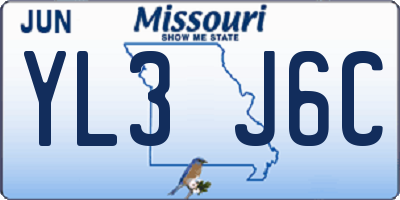 MO license plate YL3J6C