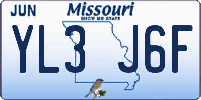 MO license plate YL3J6F