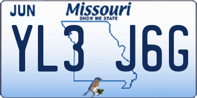 MO license plate YL3J6G