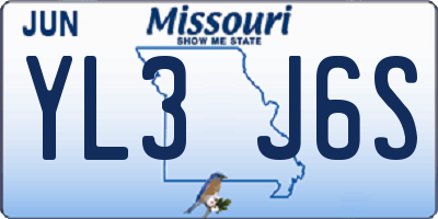 MO license plate YL3J6S
