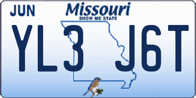 MO license plate YL3J6T