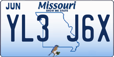 MO license plate YL3J6X
