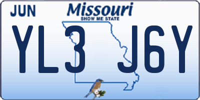 MO license plate YL3J6Y