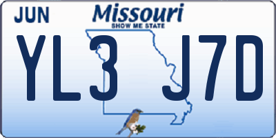 MO license plate YL3J7D