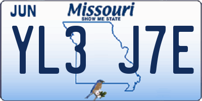 MO license plate YL3J7E