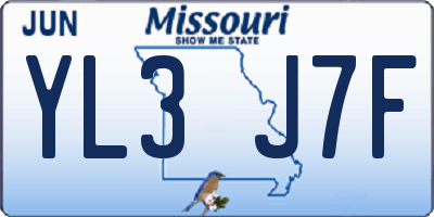 MO license plate YL3J7F
