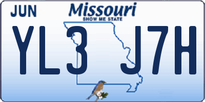 MO license plate YL3J7H
