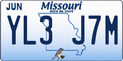 MO license plate YL3J7M