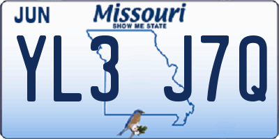 MO license plate YL3J7Q
