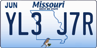 MO license plate YL3J7R