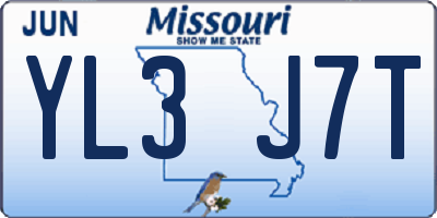 MO license plate YL3J7T