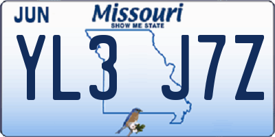 MO license plate YL3J7Z