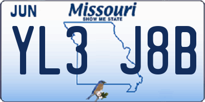 MO license plate YL3J8B